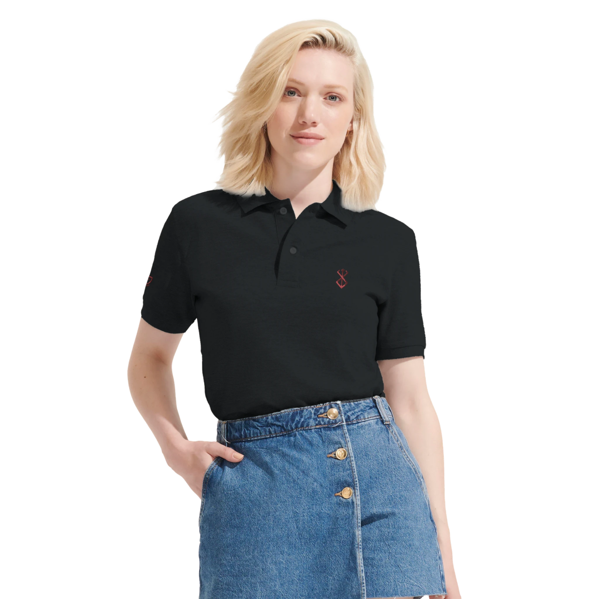 White Black Grey Blood Mark Polo Front Image_14