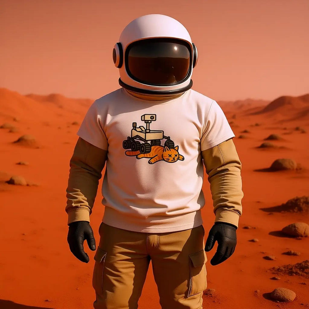 White Red Gold Black Grey Curiosity T-Shirt Front Image_17