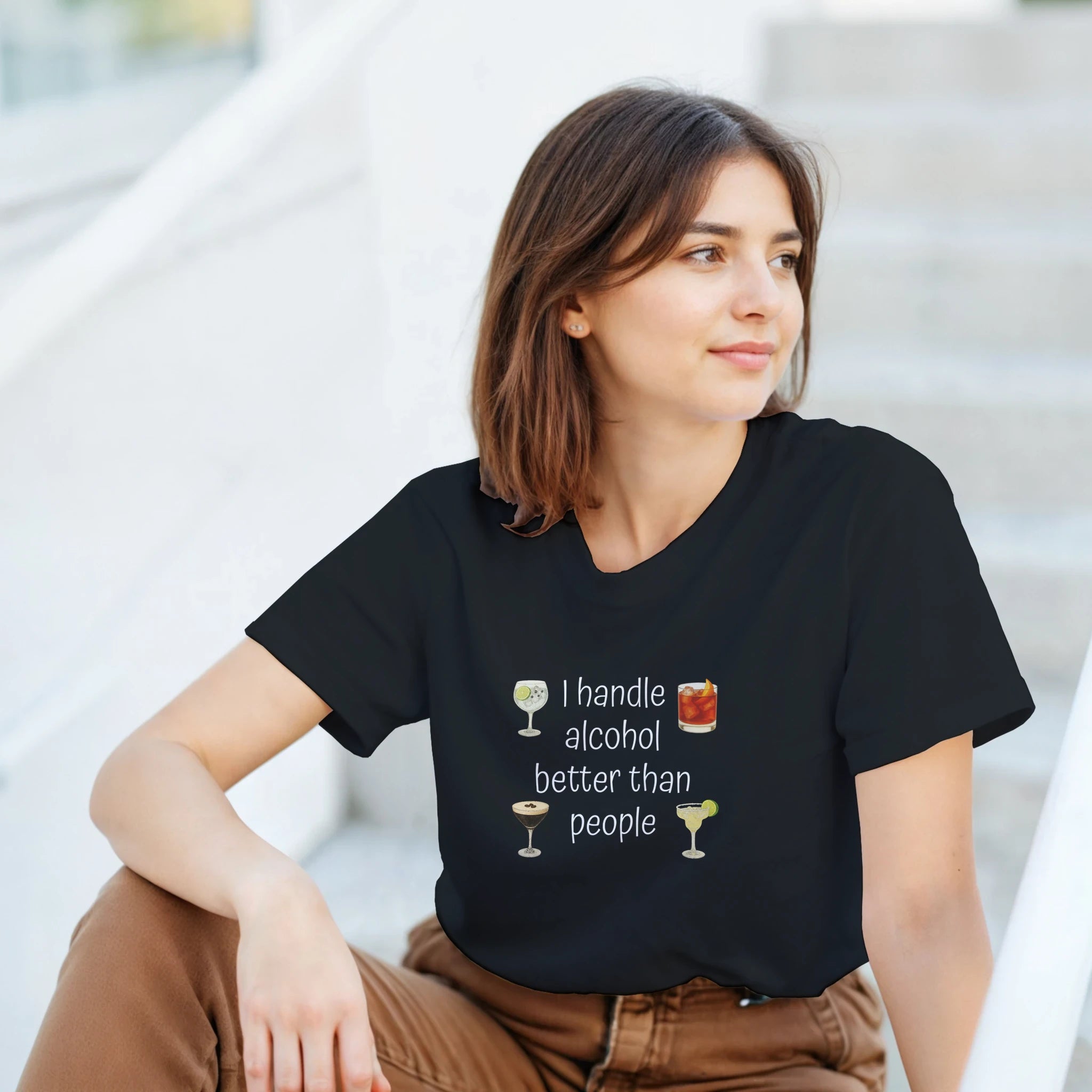 Navy Green Black Drinks T-Shirt Front Image_3