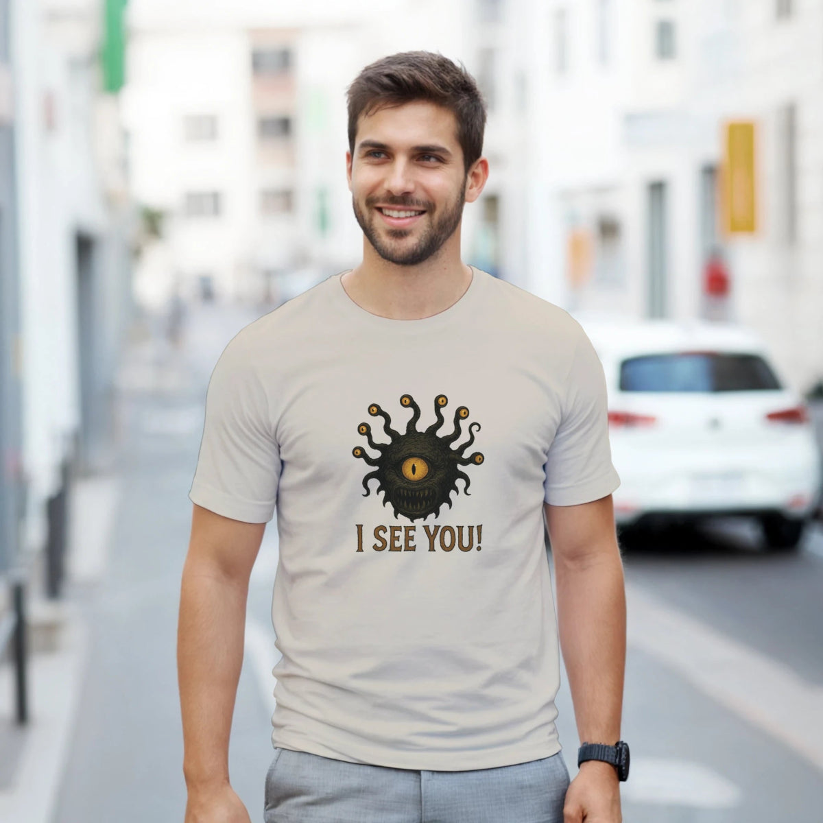 White Black I See You T-Shirt Front Image_2