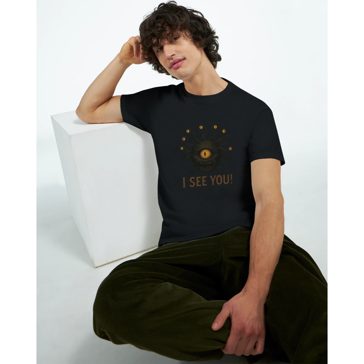 White Black I See You T-Shirt Front Image_6