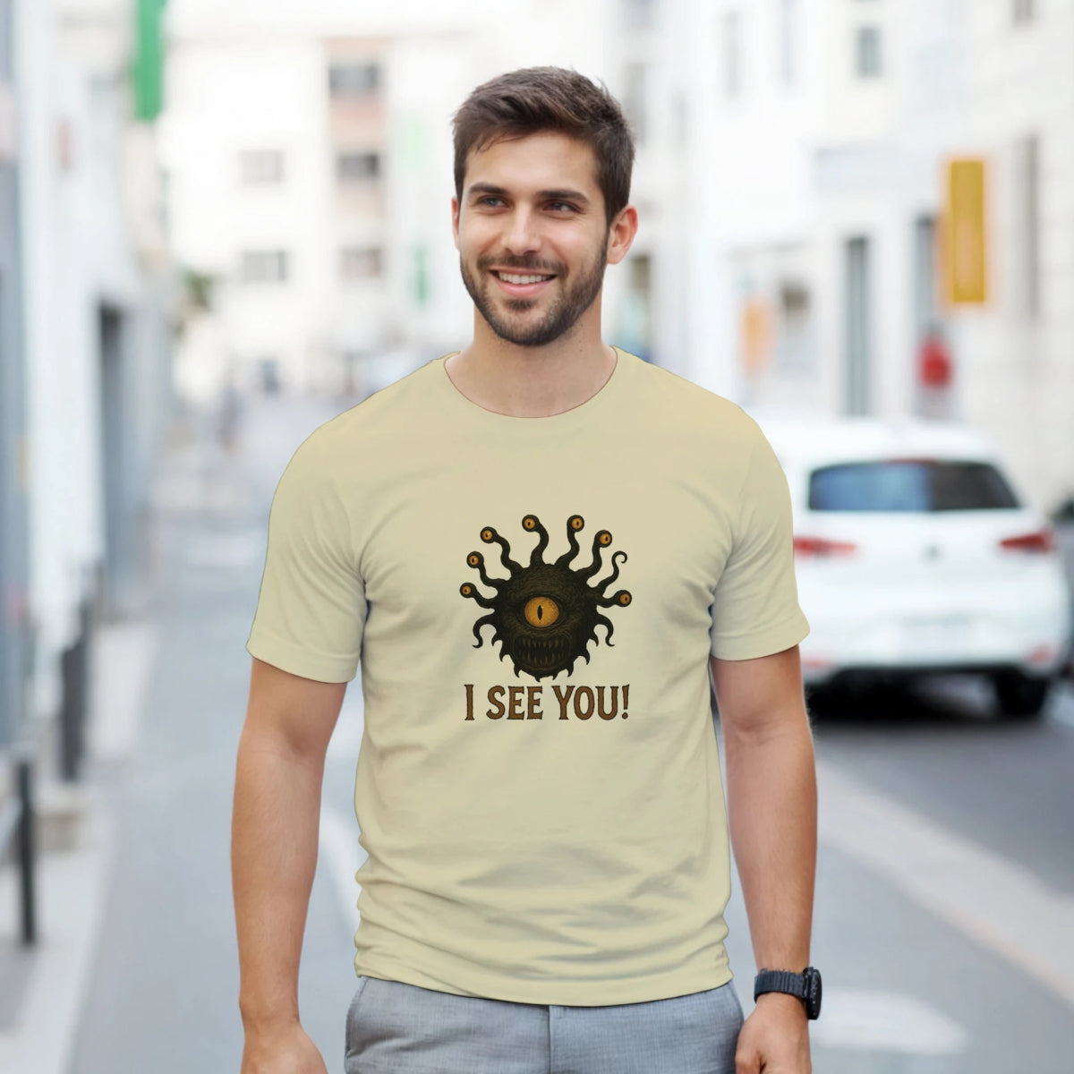 White Black I See You T-Shirt Front Image_4