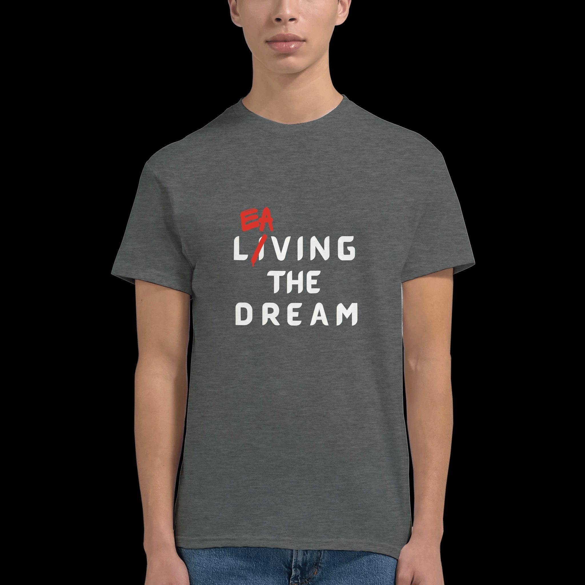 Navy Green Black Leaving T-Shirt Front Image_1