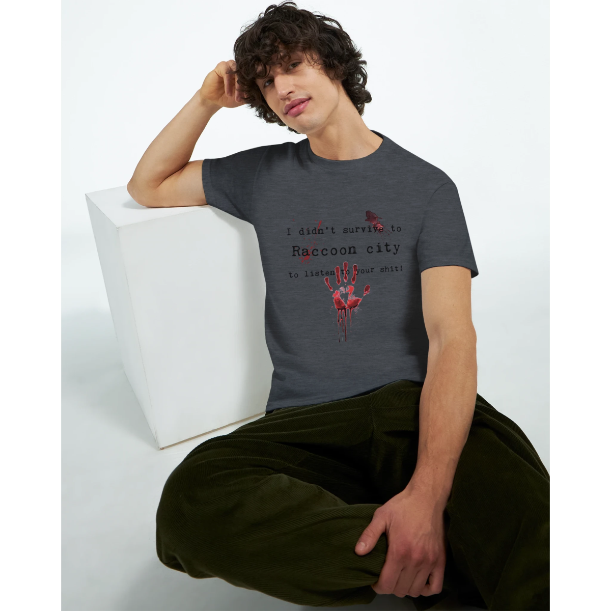 White Grey Survivor T-Shirt Front Image_4