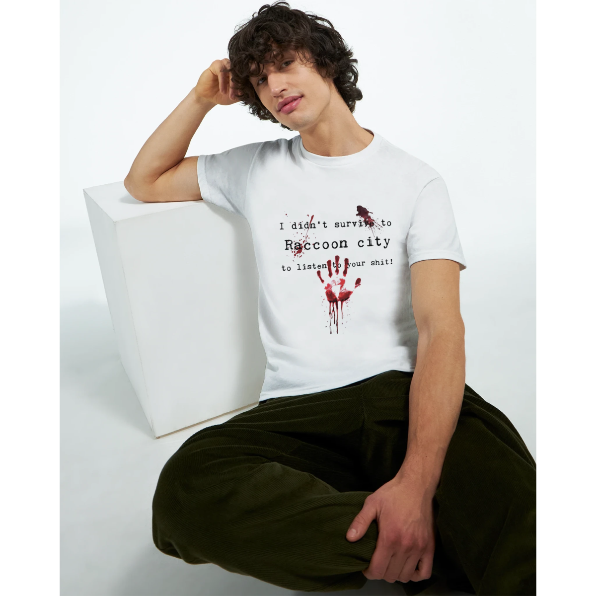 White Grey Survivor T-Shirt Front Image_2