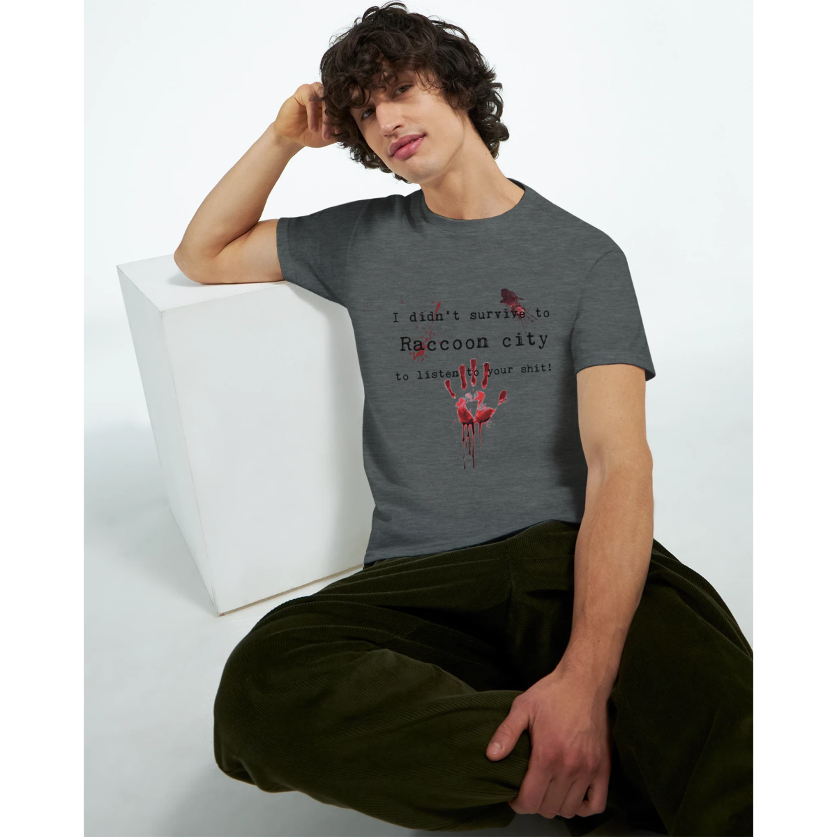 White Grey Survivor T-Shirt Front Image_3