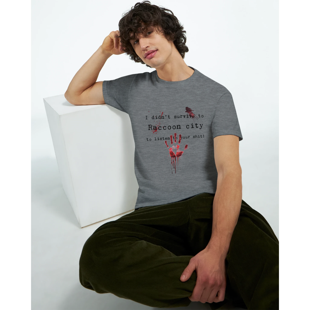 White Grey Survivor T-Shirt Front Image_1