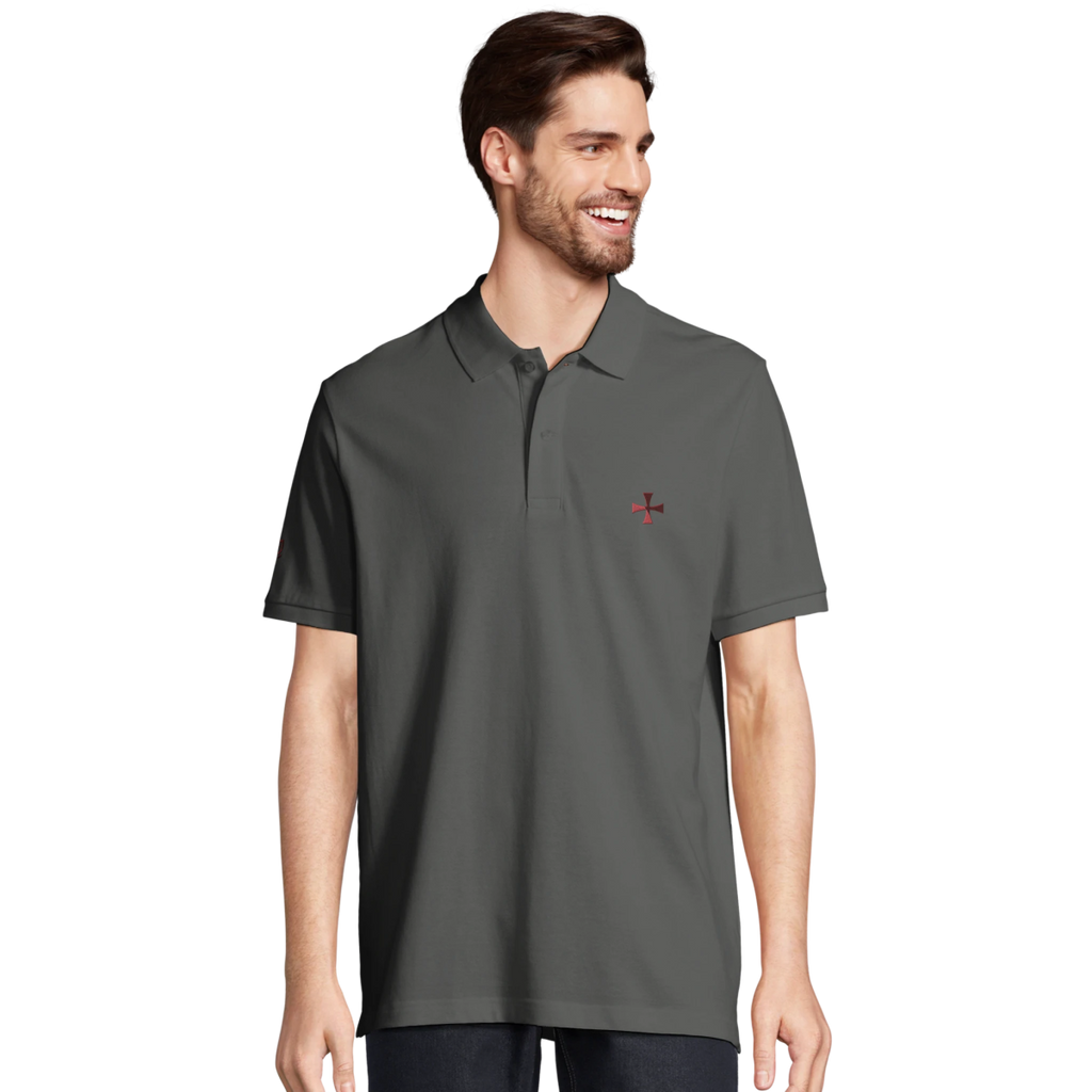 Black White Grey Templar Polo Front Image_4