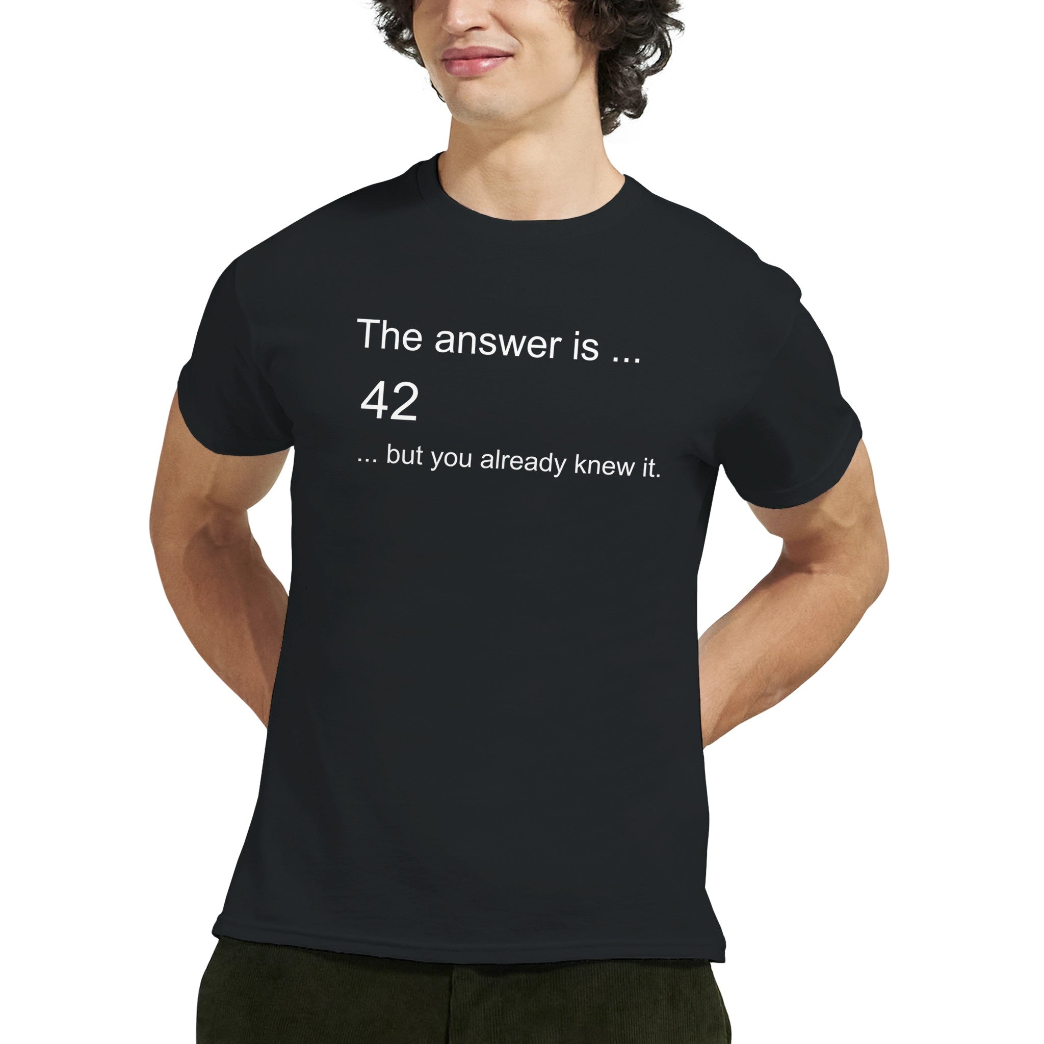 Navy Black The Answer T-Shirt Front Image_1