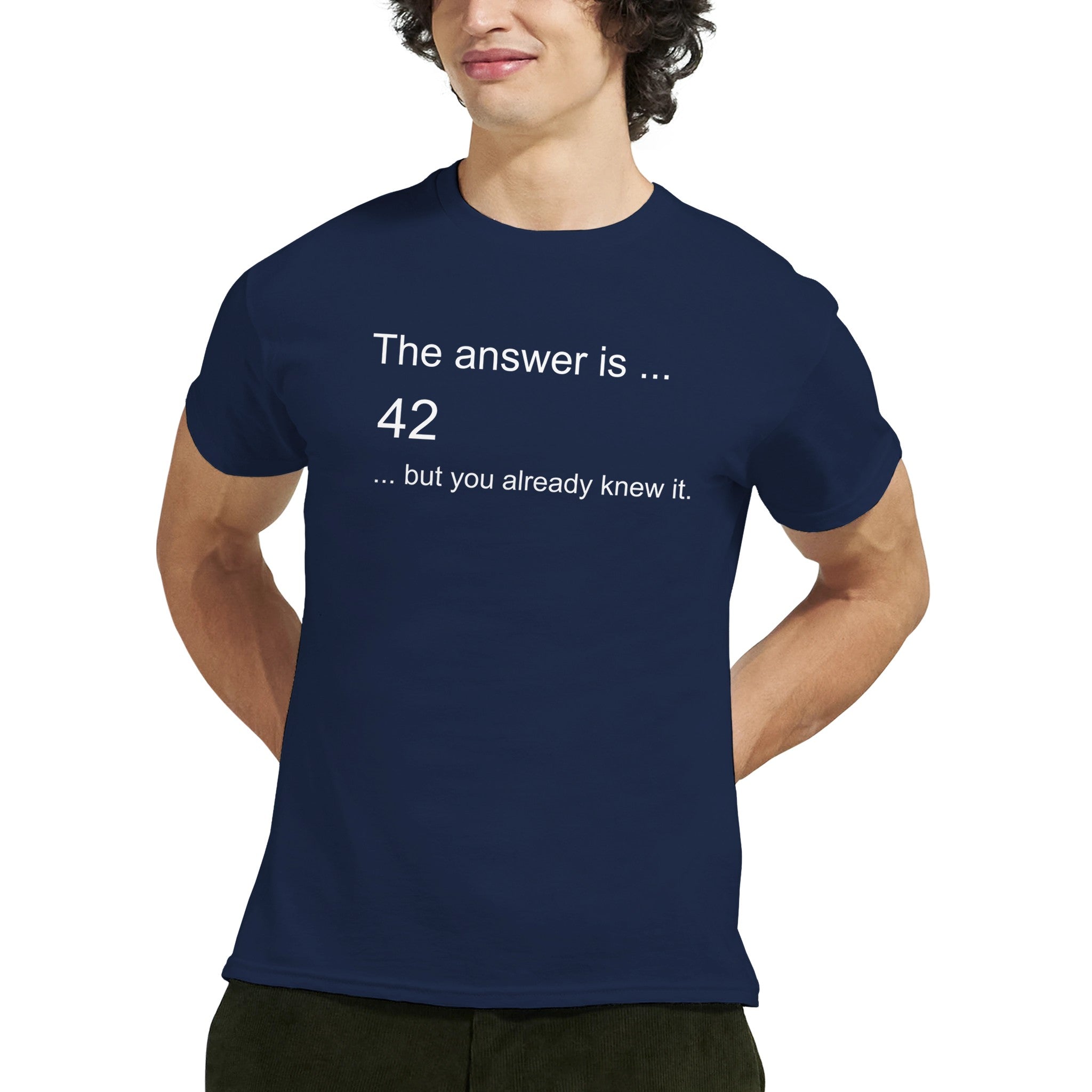 Navy Black The Answer T-Shirt Front Image_3