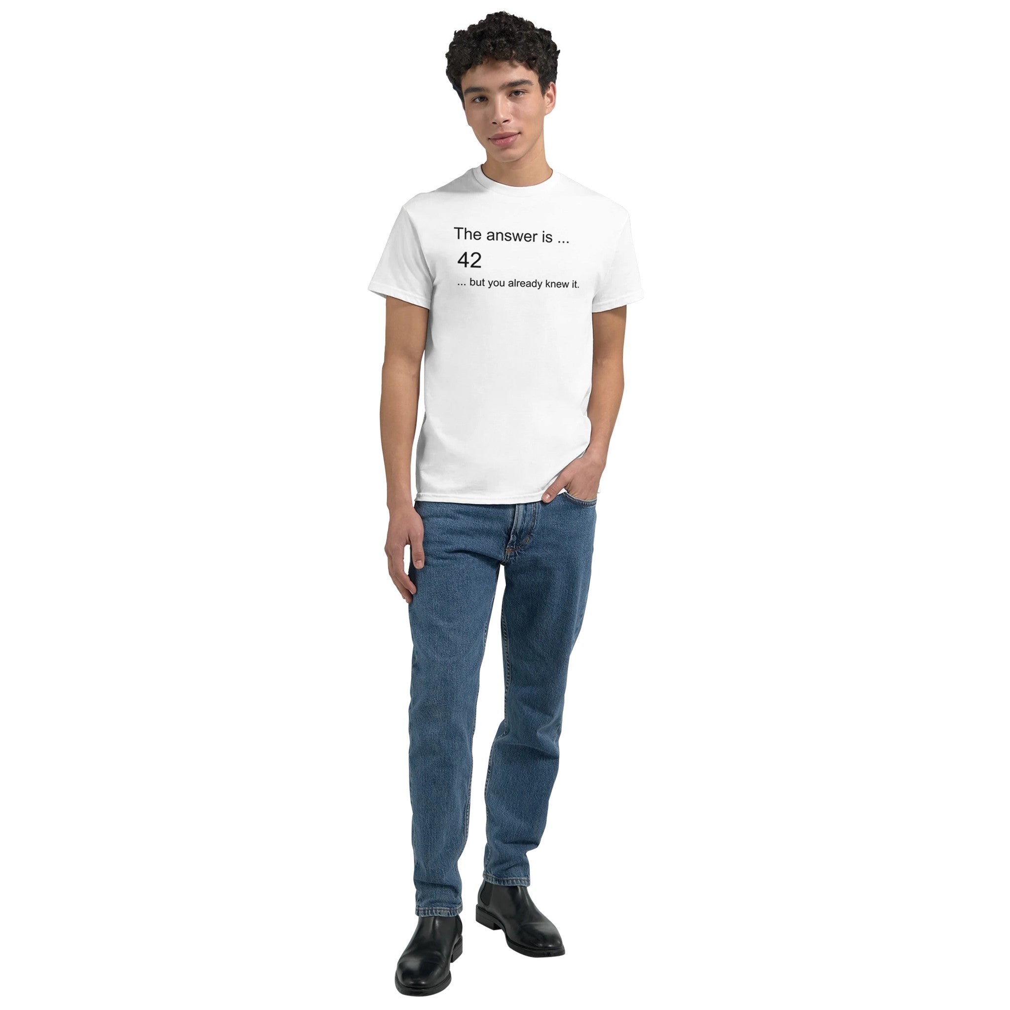 White The Answer T-Shirt Front Image_4