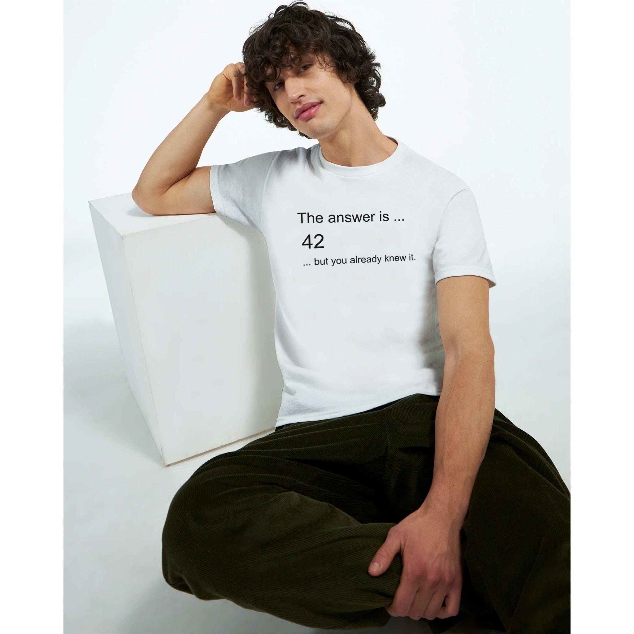 White The Answer T-Shirt Front Image_5