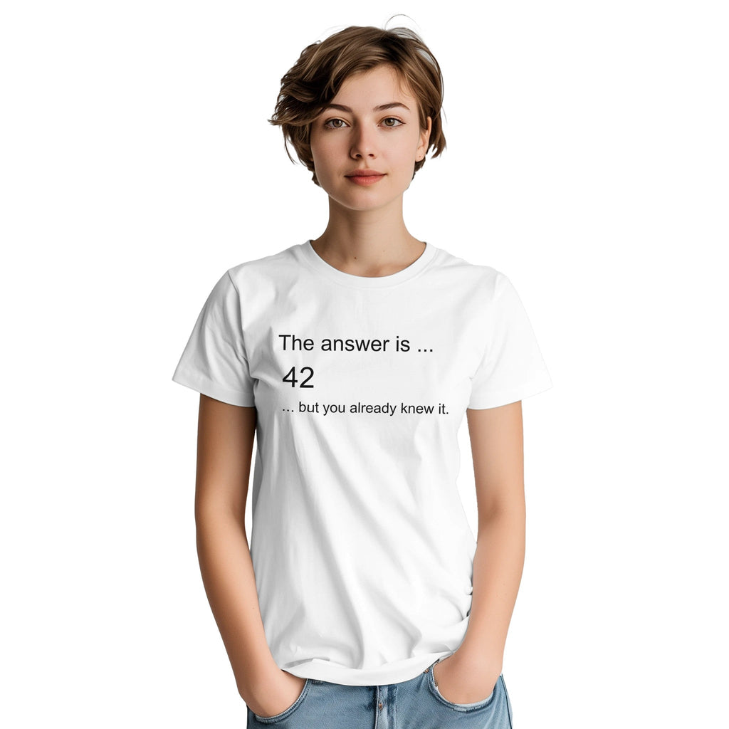 White The Answer T-Shirt Front Image_1