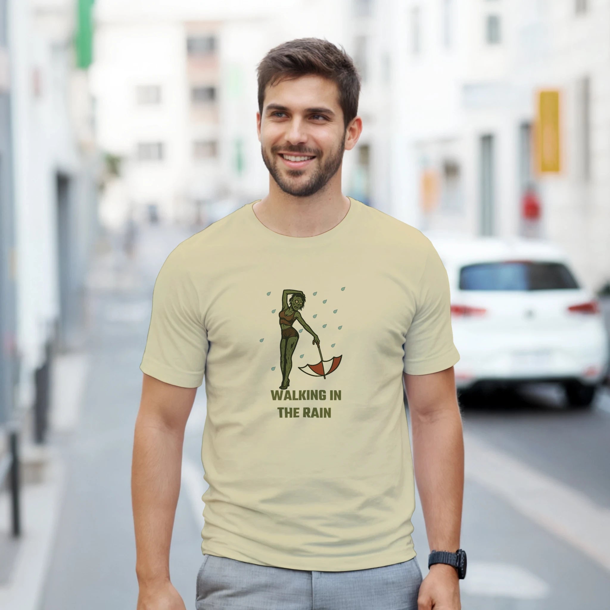 White Black The Wet Zombie T-Shirt Front Image_3