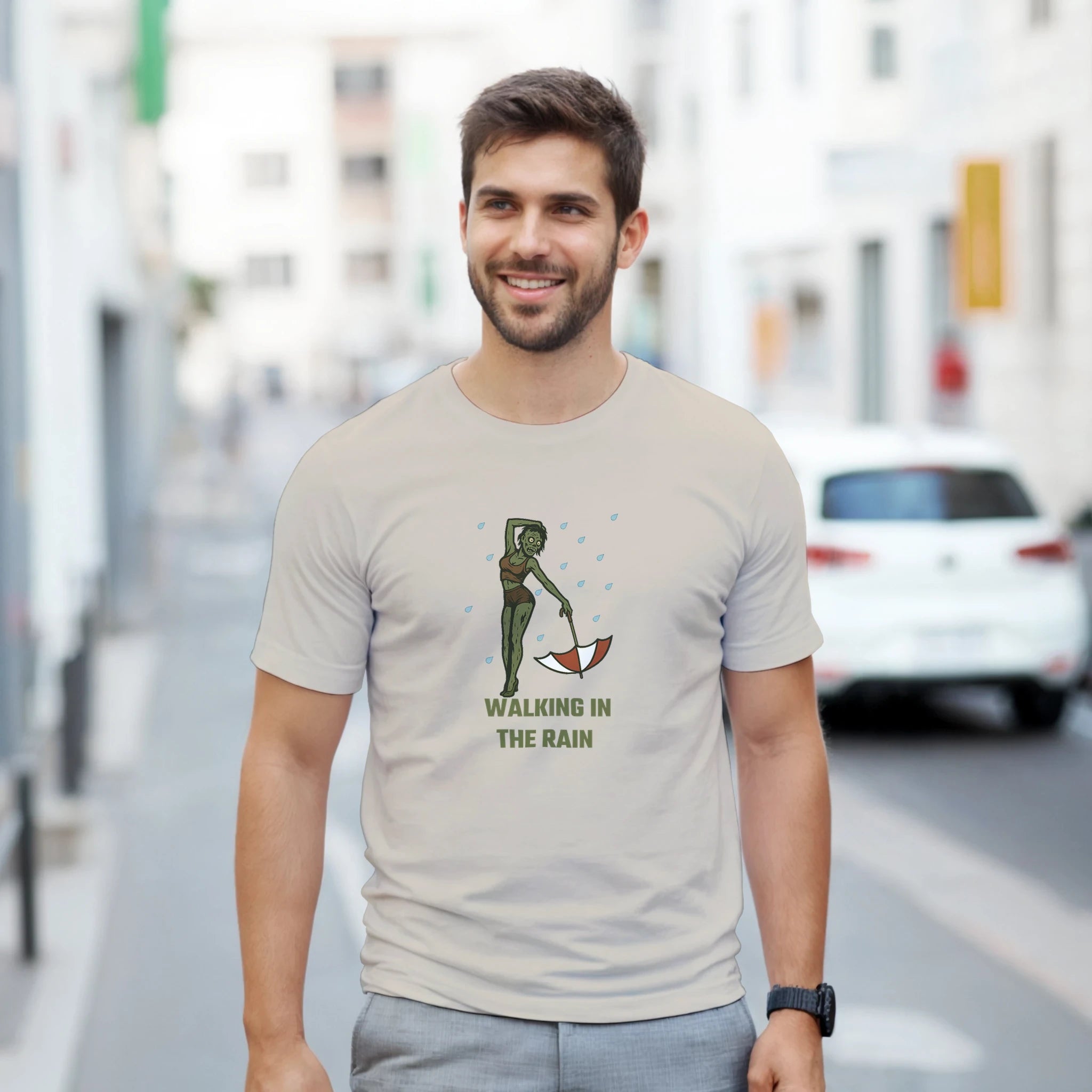 White Black The Wet Zombie T-Shirt Front Image_6