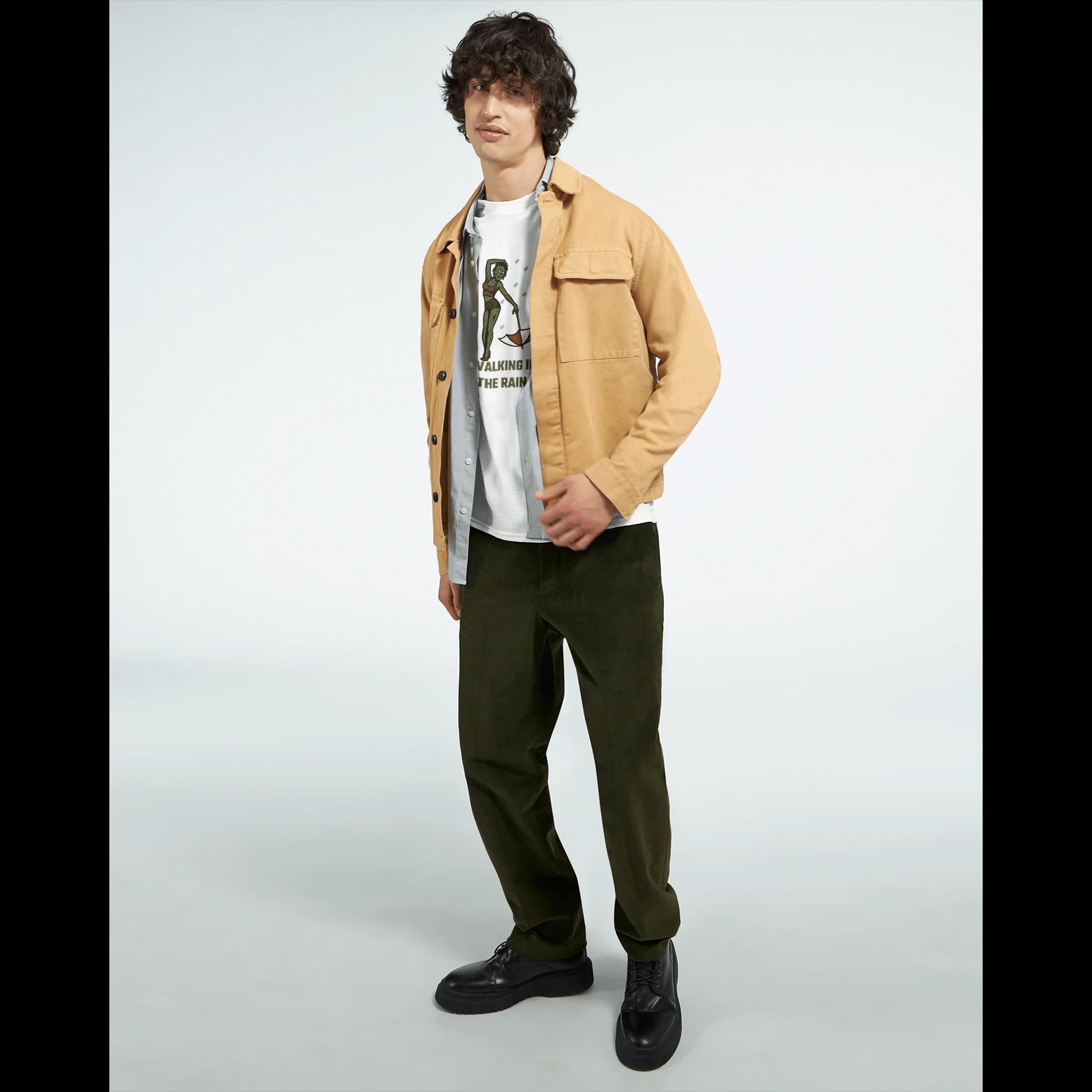 White Black The Wet Zombie T-Shirt Front Image_11