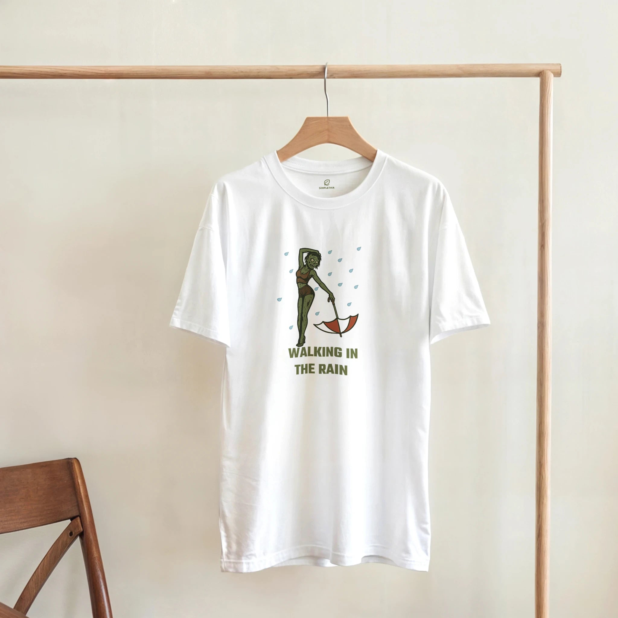 White Black The Wet Zombie T-Shirt Front Image_1