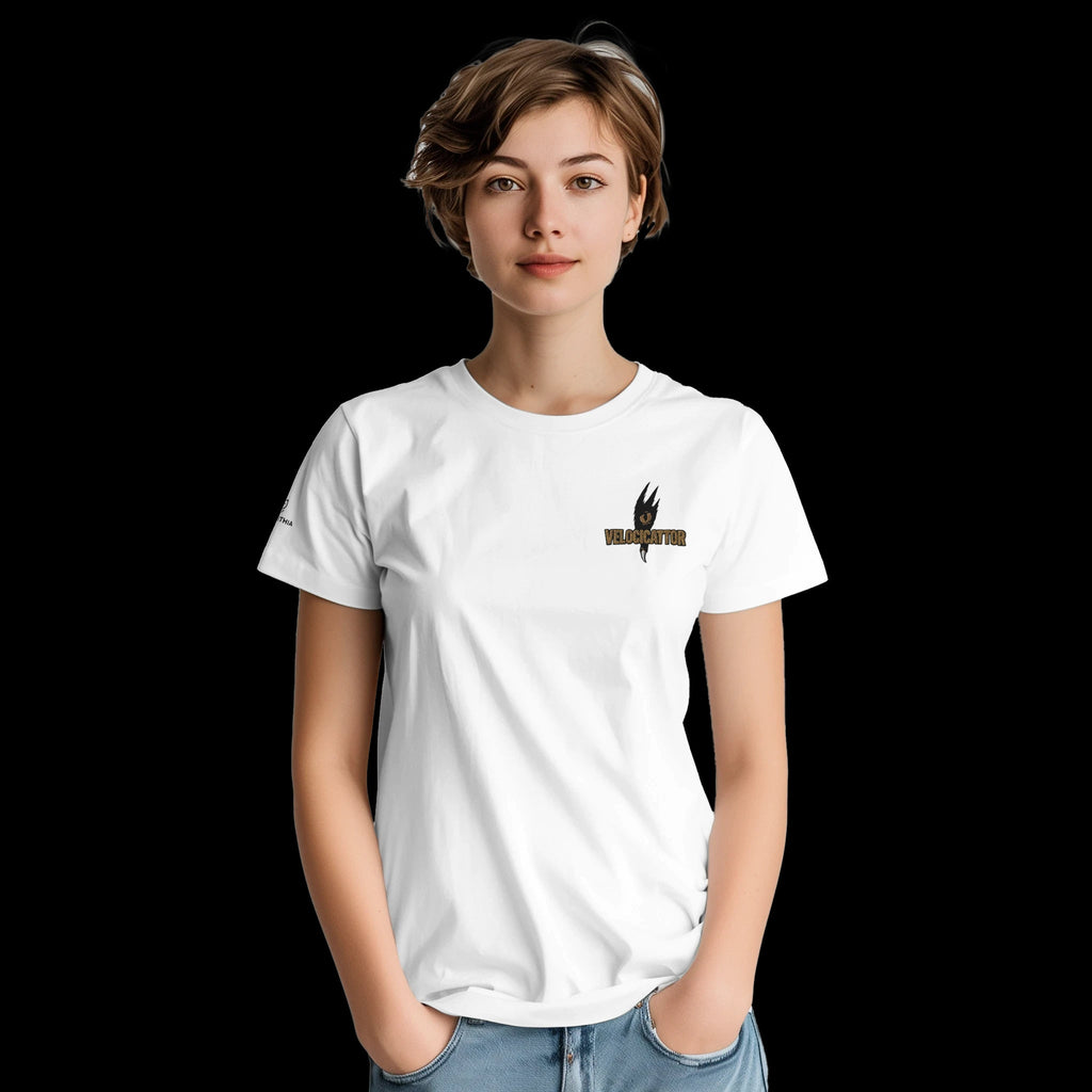 Red Velocicattor Embroidered T-Shirt Front Image_6