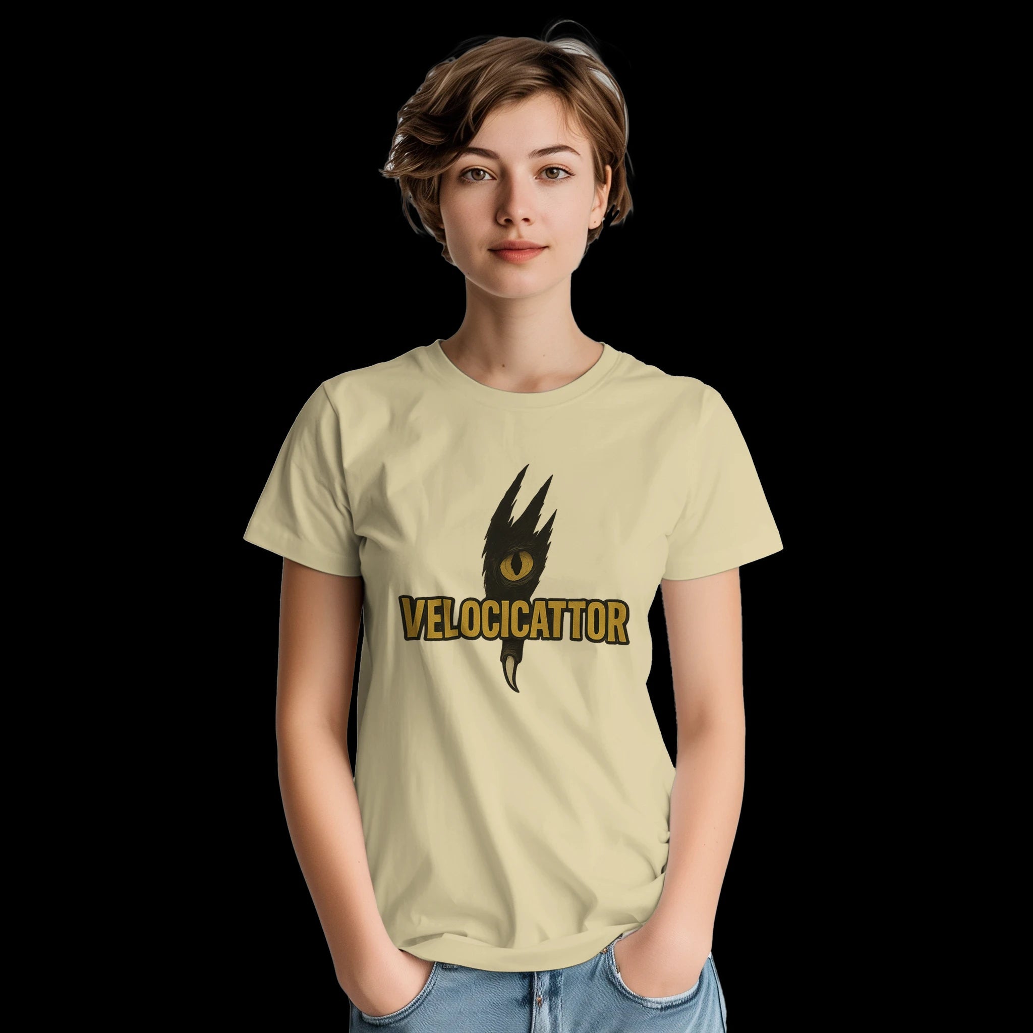 White Velocicattor T-Shirt Front Image_4