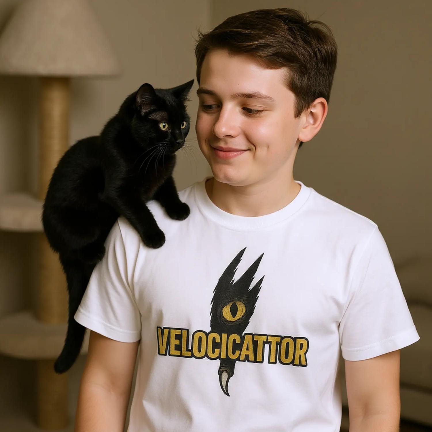 White Velocicattor T-Shirt Front Image_3