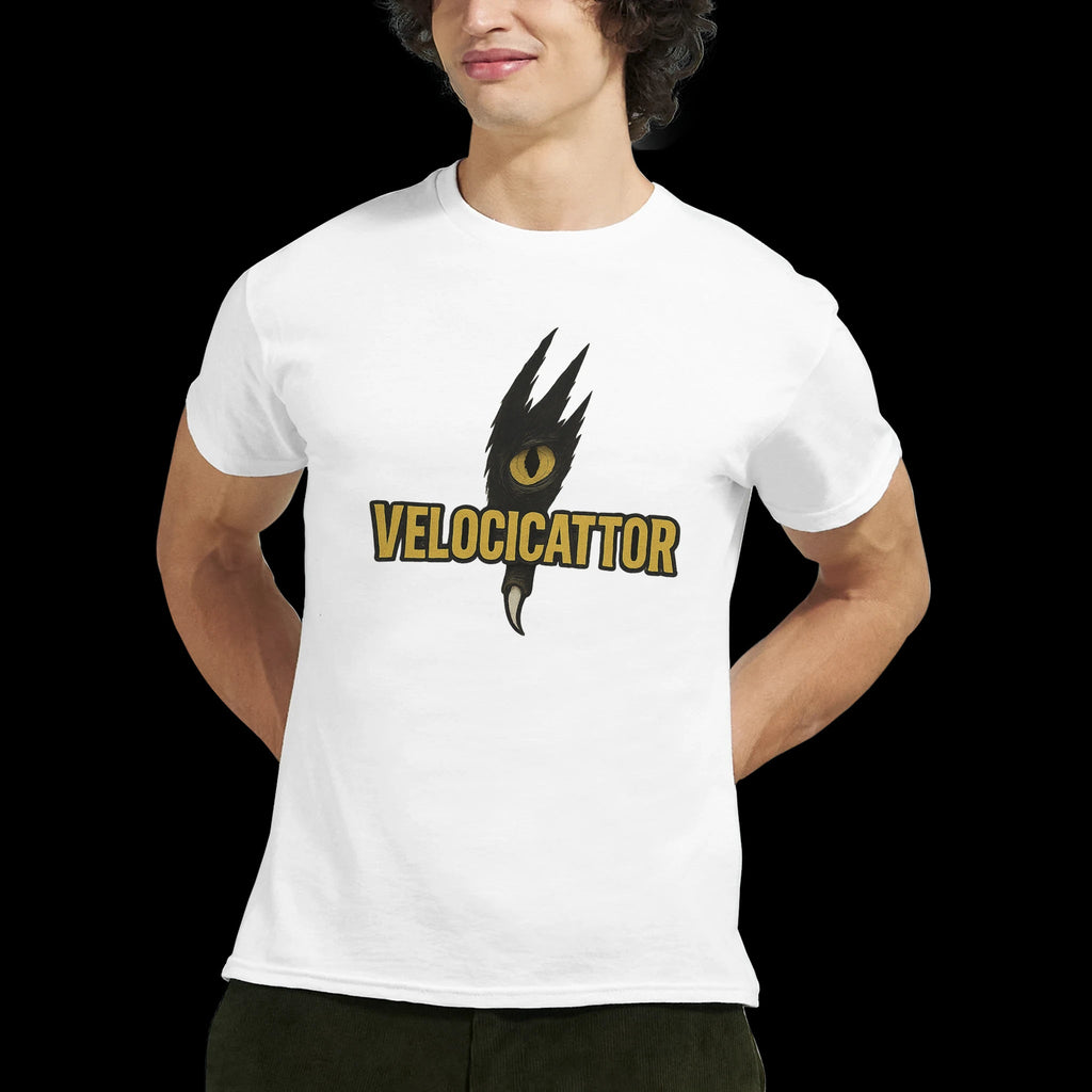 White Velocicattor T-Shirt Front Image_5