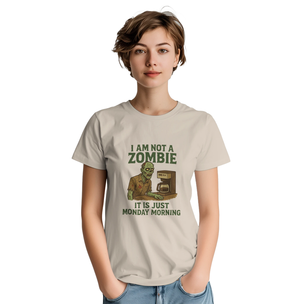 White Gold Black Zombie Morning T-Shirt Front Image_9