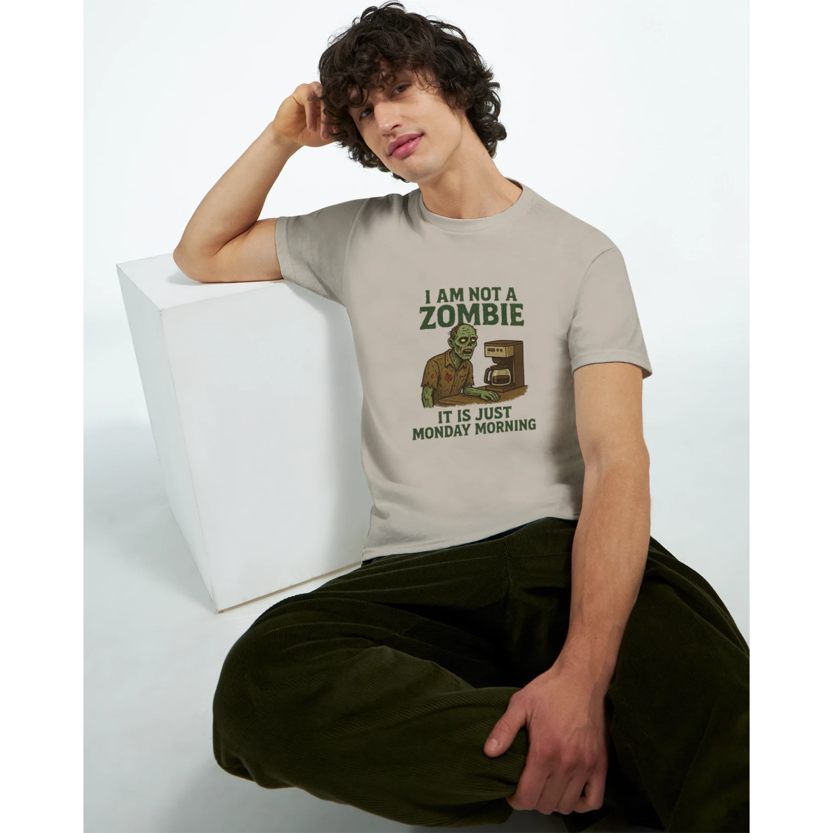 White Gold Black Zombie Morning T-Shirt Front Image_10